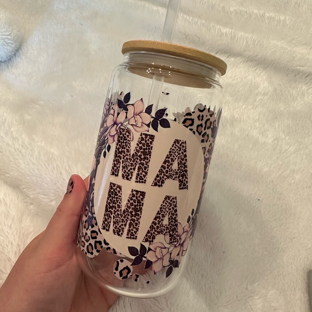 “Mama” Beer Can Glass with Lid!